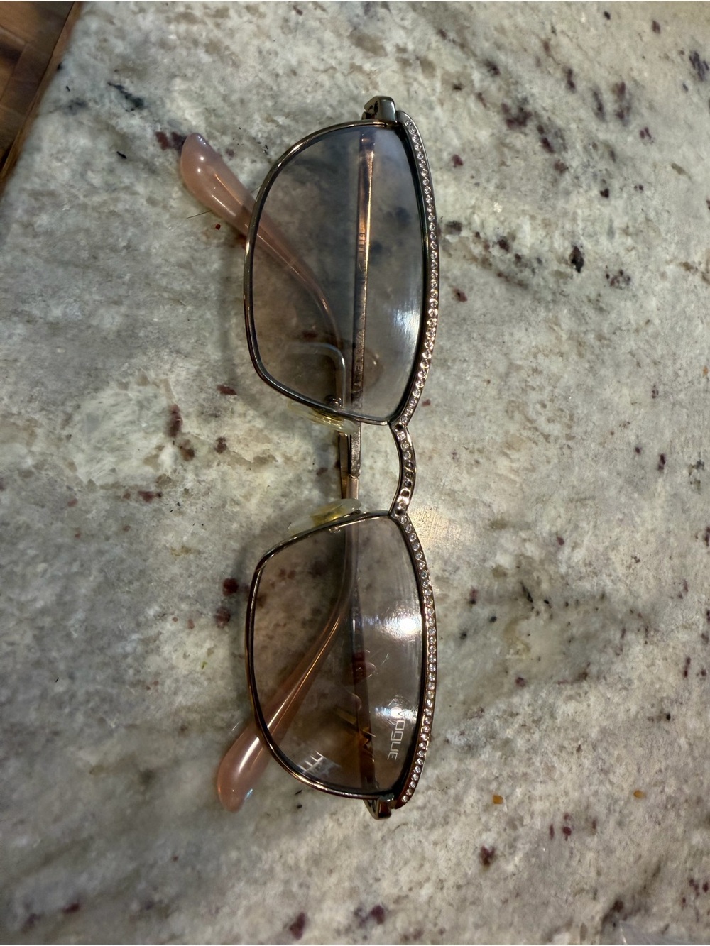 Vogue Pink-Tinted Rhinestone Frame Women’s Sunglasses